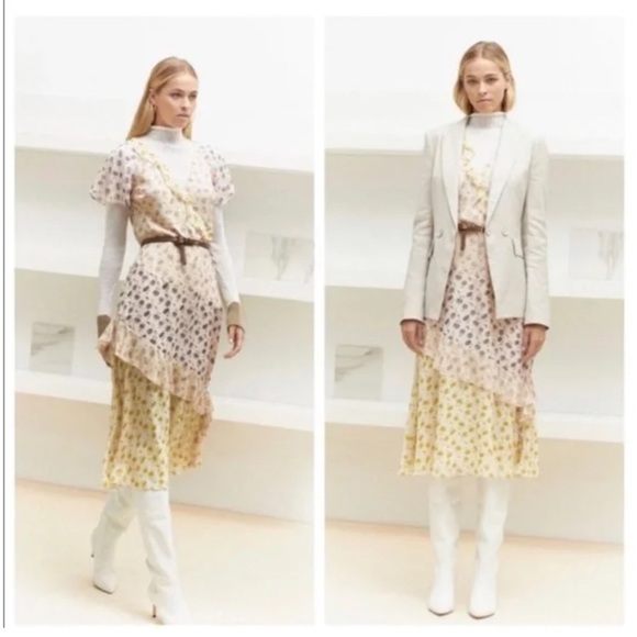 JOIE Orita Silk Ruffled Floral Dress Feminine Garden Party Tea Size 10 Boho - Picture 13 of 13